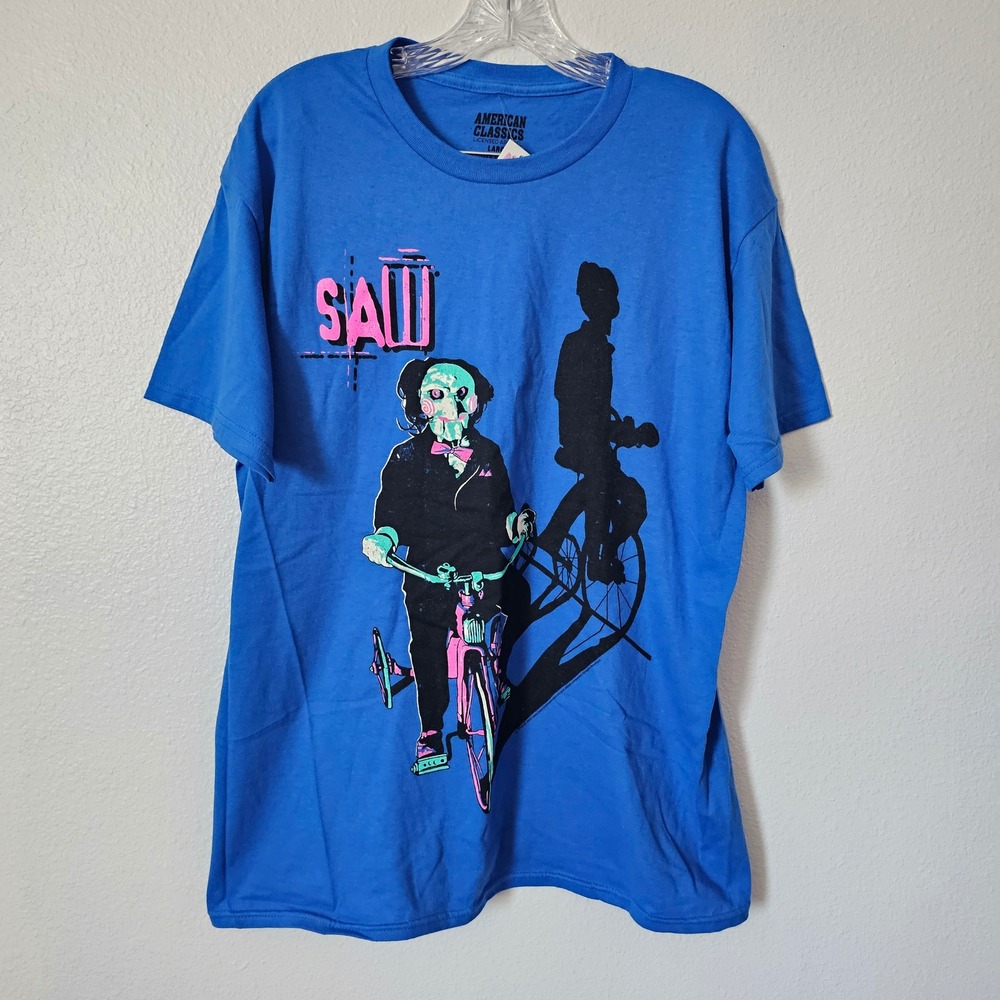 American Classics Saw Movie Billy the Puppet Graphic T-Shirt Mens Large Blue